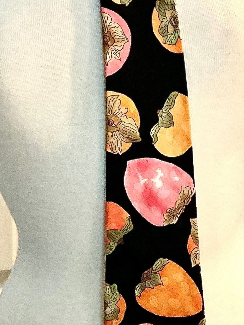 Nicole Miller Vintage 100% Silk Persimmon Fruit Print Necktie